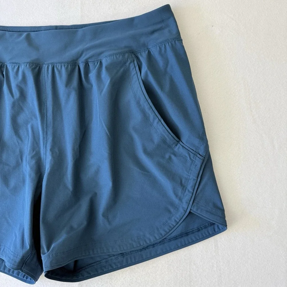Lands‎ End Womens Active Shorts Teal Blue Athletic Running Gym Pockets Size 14